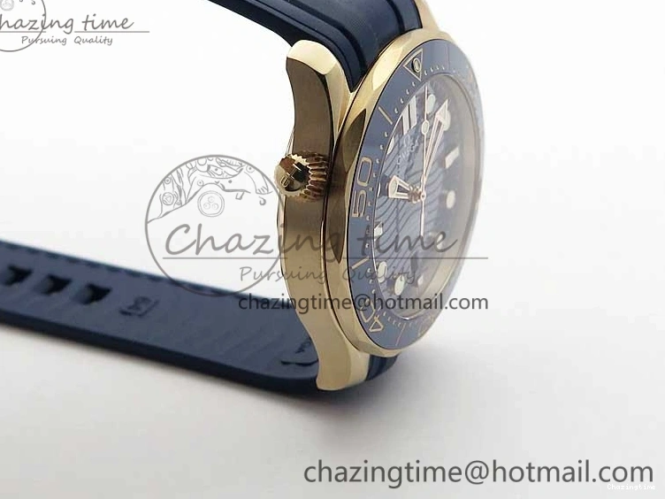 0411 2018 Seamaster Diver 300M RG Blue Ceramic VSF 1:1 Best Edition Blue Dial on Blue Rubber Strap A WeatherProof 7914